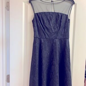 Adrianna Papell Navy w/ Black Lace Overlay
